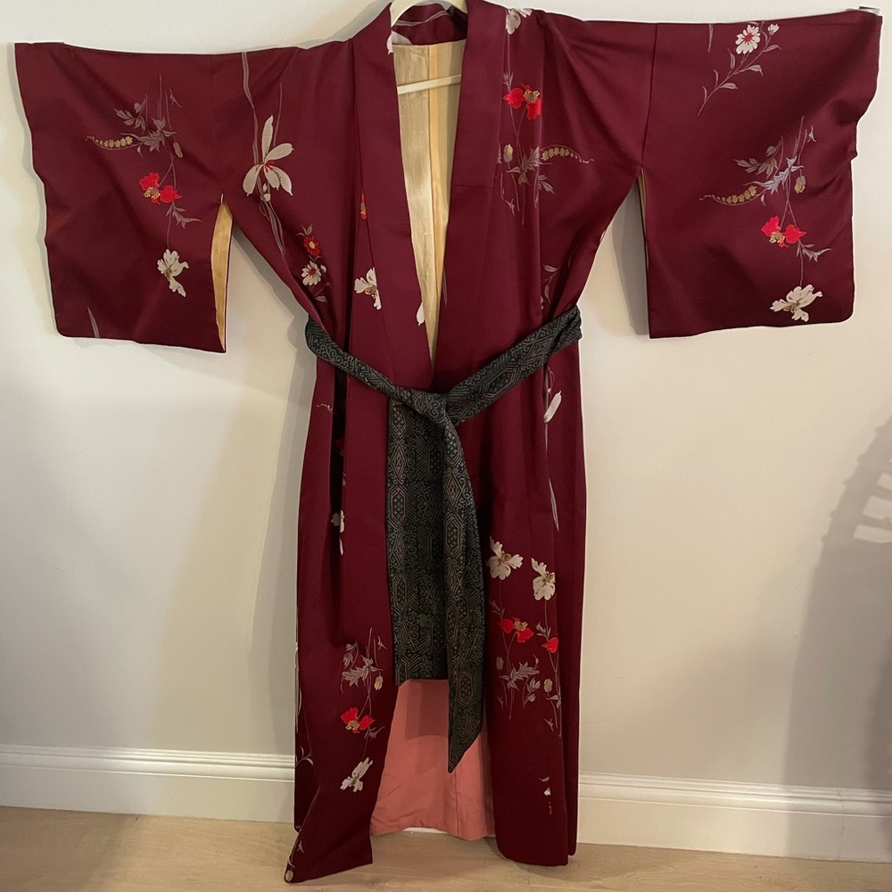 Burgundy Authentic Kimono and Obi